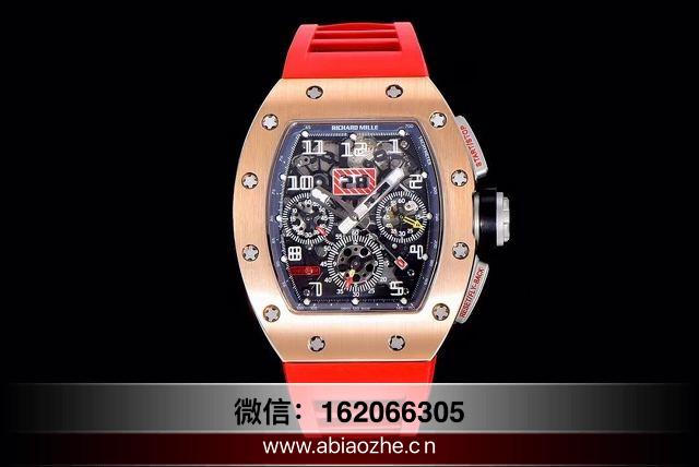 最高仿理查德复刻手表价格 kv厂理查德米勒rm11钛合金玫瑰金一比一计时码机械手表图片