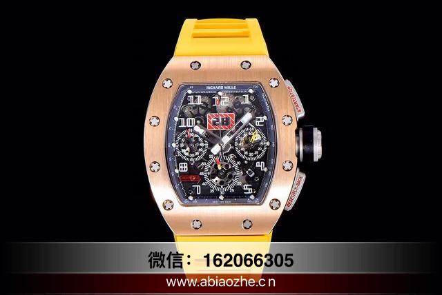 最高仿理查德计时码手表价格 kv厂理查德米勒rm11黄色胶带一比一复刻机械名表图片